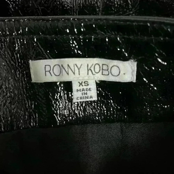 Ronny Kobo Black Faux Patent Glossy Mini Skirt Size XS - Picture 5 of 9